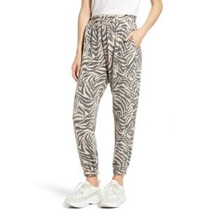 La La Land Women's Brushed Fleece Texture Zebra Print Joggers Size S Made in USA